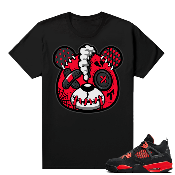 Red Thunder 4s - Tees Black SZY Heartbreak Bear