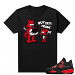 Red Thunder 4s - Tees Black Sneaker Game