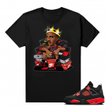 Red Thunder 4s - Tees Black Sneaker King