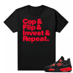 Red Thunder 4s - Tees Black The Cycle