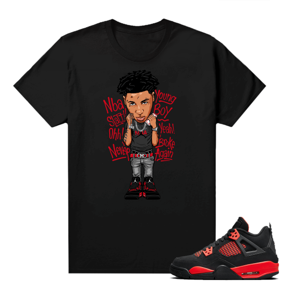 Red Thunder 4s - Tees Black Youngboy