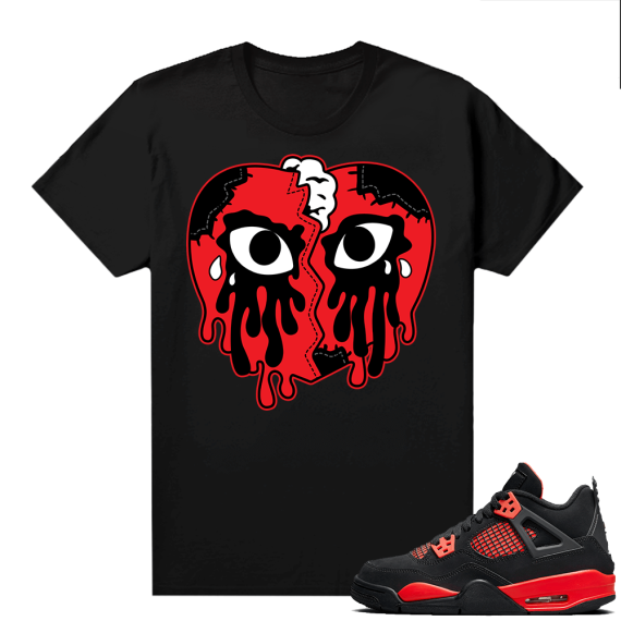 Red Thunder 4s shirt Black Crying Heart