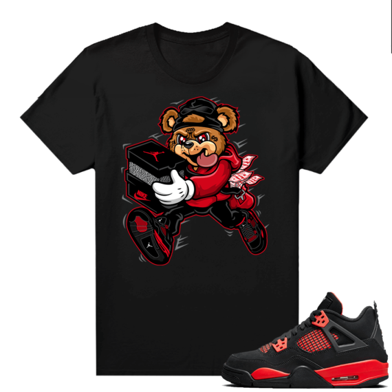 Red Thunder 4s shirt Black Sneaker Heist