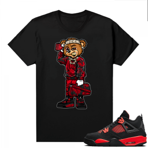 Red Thunder 4s shirt black Soulja Bear