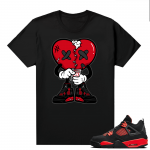 Red Thunder 4s  tees Black Broken Heart