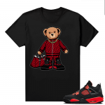 Red Thunder 4s  tees Black Drippy Bear