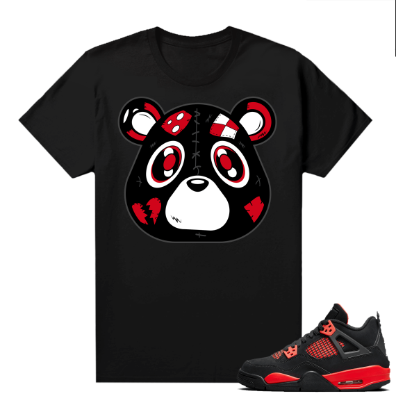 Red Thunder 4s  tees Black Heartless Bear