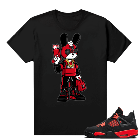 Red Thunder 4s  tees Black Misfit Bunny