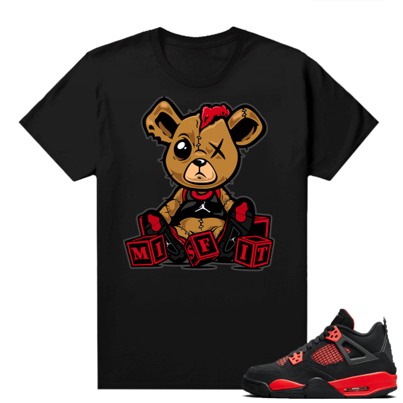 Red Thunder 4s  tees Black Misfit Teddy