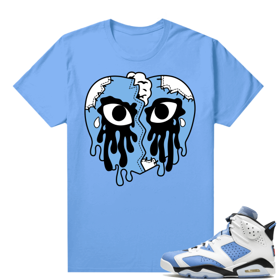 UNC 6s Jordan - Tees Blue shirt Crying Heart