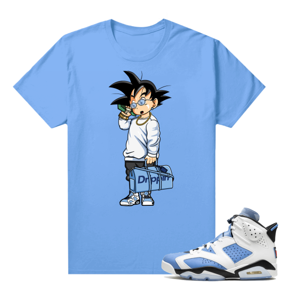 UNC 6s Jordan - Tees Blue shirt Trappin Goku