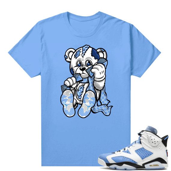 UNC 6s Jordan - Tees University Blue shirt Designer Bear