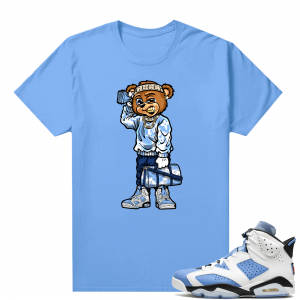 UNC 6s Jordan - Tees University Blue shirt Soulja Bear