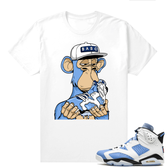 UNC 6s Jordan - Tees White shirt Bored Ape Sneaker Club Drippy 6s