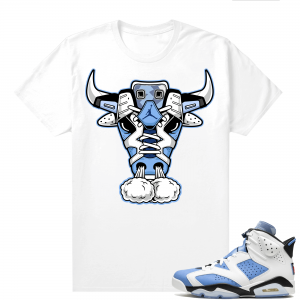 UNC 6s Jordan - Tees White shirt UNC Bull