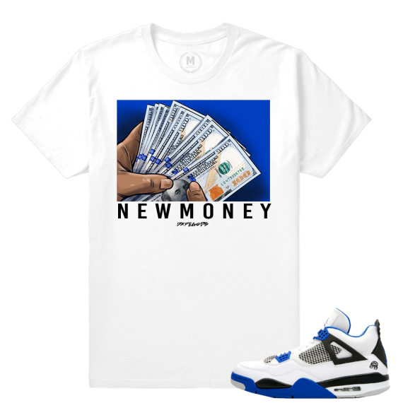 Match Jordan 4 Motorsport | New Money | White T shirt