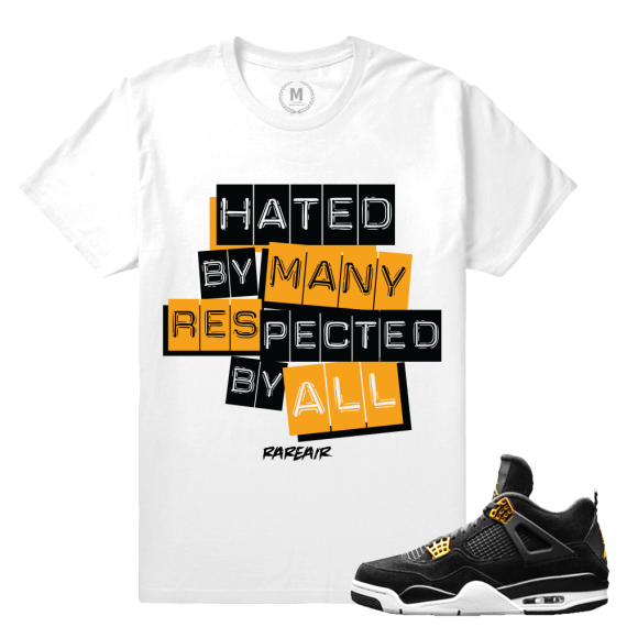 Match Jordan 4 Royalty | Respected | White T shirt