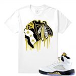 Match Olympic 5 Jordan Retro | Black Hawks Drip | White T shirt