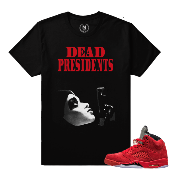 Retro Jordans 5 t shirts Red Suede - Dead Presidents - Black