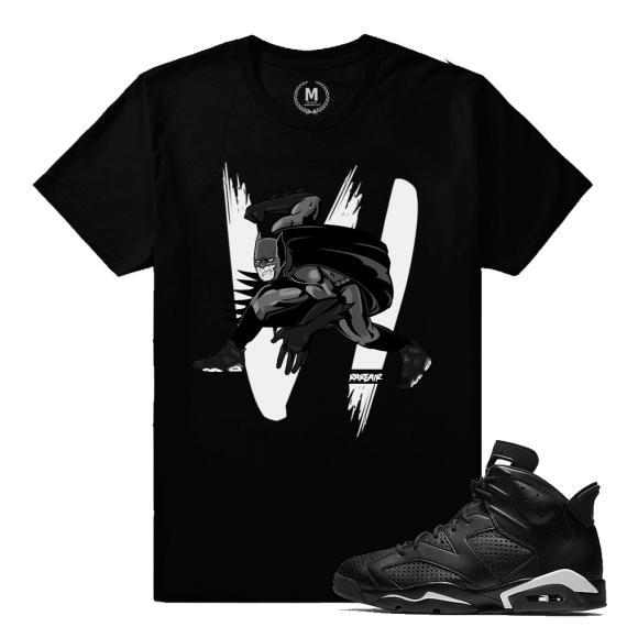 Match Jordan 6 Black Cat | Dark Knight 6s | Black T shirt