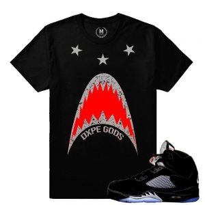 Match Jordan 5 Black Metallic OG | Dxpe Gods Sharks | Black T shirt