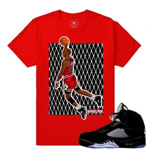 Match Jordan 5 Black Metallic OG | Rare Air in the 5s| Red T shirt