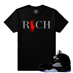 Match Jordan 5 Black Metallic OG | Country Club Rich | Black T shirt