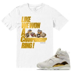 Match Jordan 8 Championship Pack Trophy 8s | Championship Ring| White T shirt