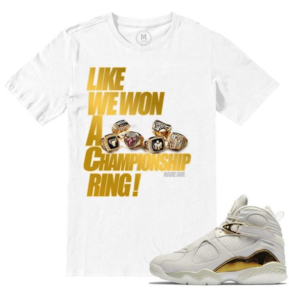 Match Jordan 8 Championship Pack Trophy 8s | Championship Ring| White T shirt