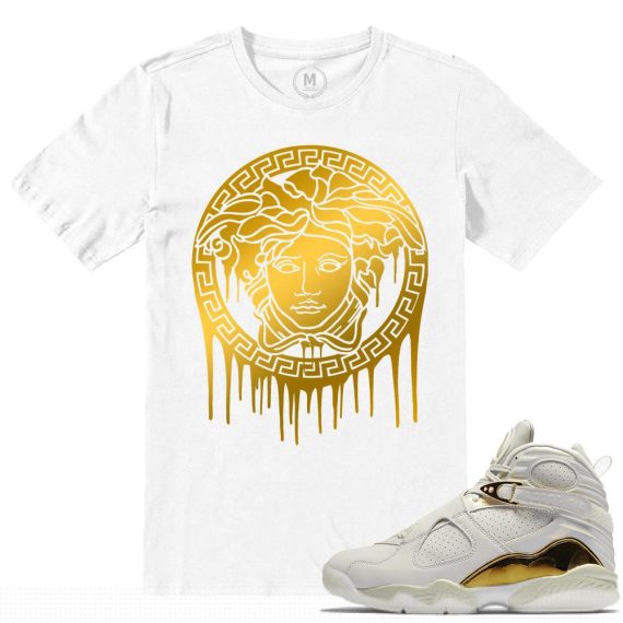 Match Jordan 8 Championship Pack Trophy 8s | Medusa Gold Drip| White T shirt