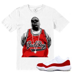 Match Varsity Red 11 lows Jordan Retros | Biggie Bad Boy Jersey | White T shirt