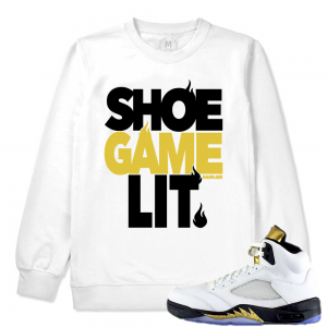 Match Olympic 5 Jordan Retro | Shoe Game Lit | White Crewneck Sweatshirt