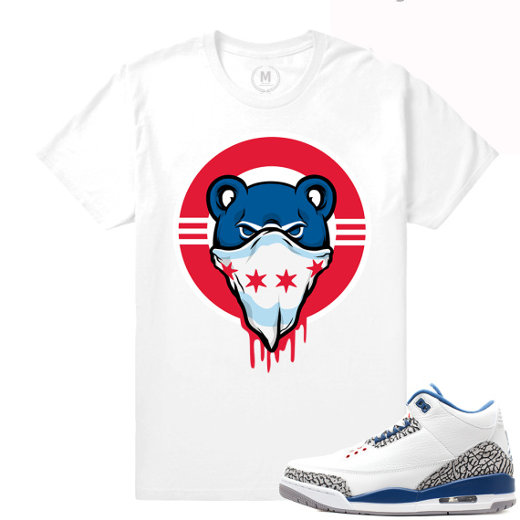 Match Jordan 3 True Blue OG | Cubs Drip | White T shirt