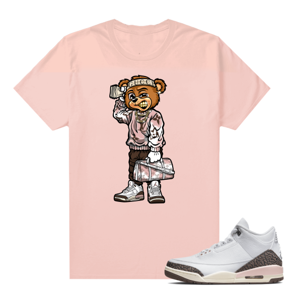 Dark Mocha 3s  Tees Pink Soulja Bear