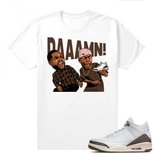 Dark Mocha 3s  Tees White DAAAMN