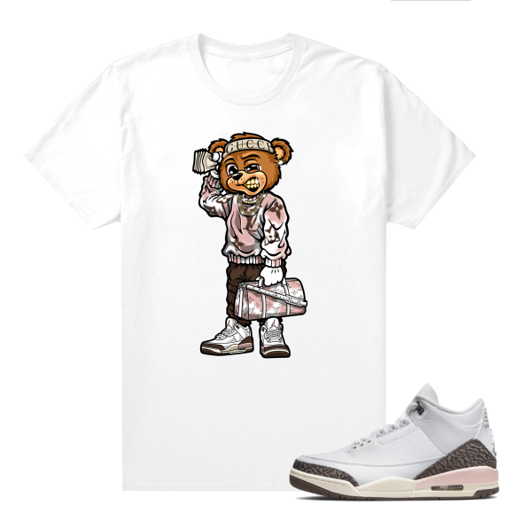 Dark Mocha 3s  Tees White Soulja Bear