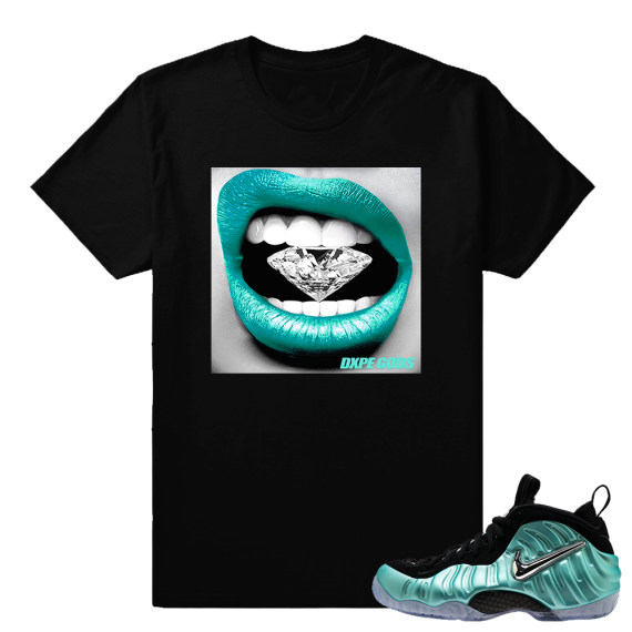 Nike Foamposites Island Green - Diamond Lips Matching Shirt - Black