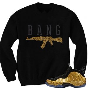 Nike Foamposite One Gold matching sneaker tees shirts |AK ROSES Black Crewneck| Streetwear Online