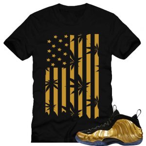 Nike Foamposite One Gold shirts | 'Kush Flag' sneaker tees shirt Black