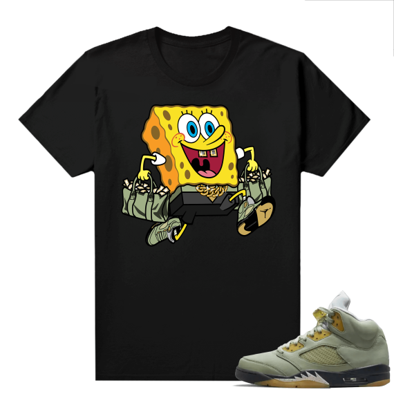 Jade Horizon 5s  Tees Black Drippy Spongebob