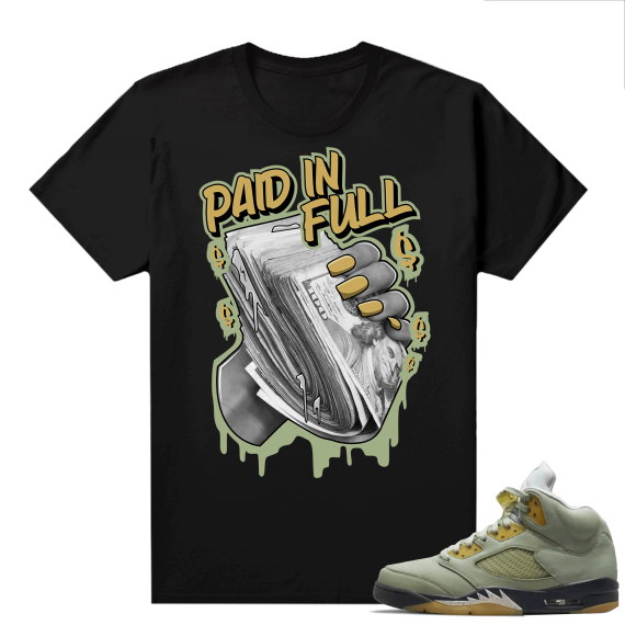 Jade Horizon 5s  Tees Black Paid In Full