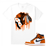 Match Reverse Shattered Backboard 1s Jordan Retro | Black Hawks Drip | White T shirt