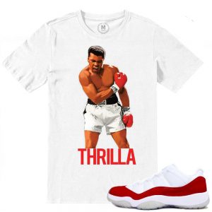 Match Varsity Red 11 lows Jordan Retros | Thrilla | White T shirt