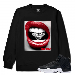 Match Neoprene 12s Jordan Retro | Diamond Lips | Black Crewneck Sweatshirt