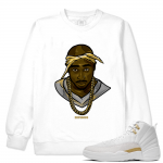 Match OVO 12 Jordan Retro | Tupac | White Crewneck Sweatshirt