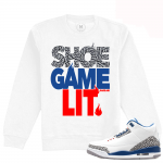 Match Jordan 3 True Blue OG | Shoe Game Lit | White Crewneck Sweatshirt