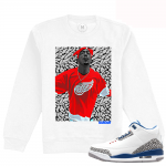 Match Jordan 3 True Blue OG | Tupac Flyers | White Crewneck Sweatshirt