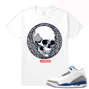 Match Jordan 3 True Blue OG | DXPE SKULL | White T shirt