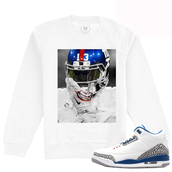 Match Jordan 3 True Blue OG | Odell Joker | White Crewneck Sweatshirt