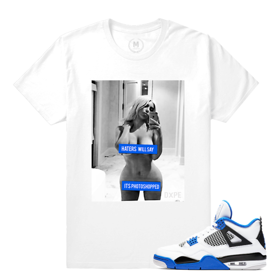 Match Jordan 4 Motorsport | Haters Will Say | White T shirt